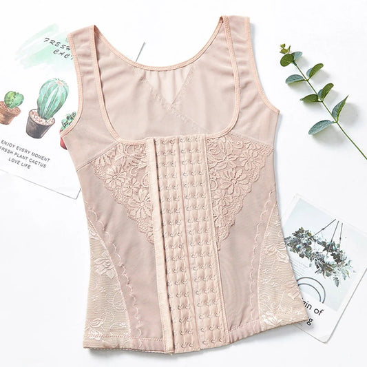 Breathable vest Style Waist and Tummy shaper with Multiple Hooks 812