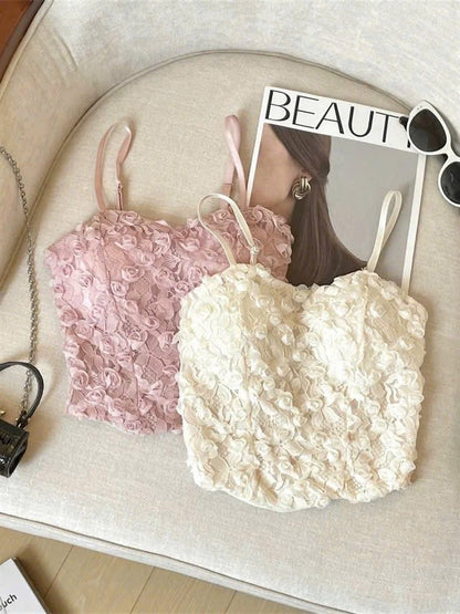 Rose Petals Beaded Style Girls Sling Tank Top Free Size For (30-36)
