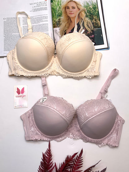 D Cup Size Light Padded Under Wire Half cup lace bra