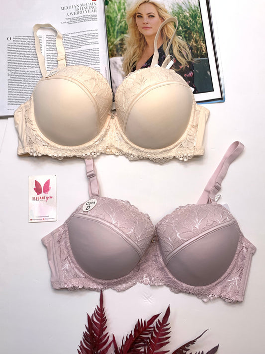 D Cup Size Light Padded Under Wire Half cup lace bra