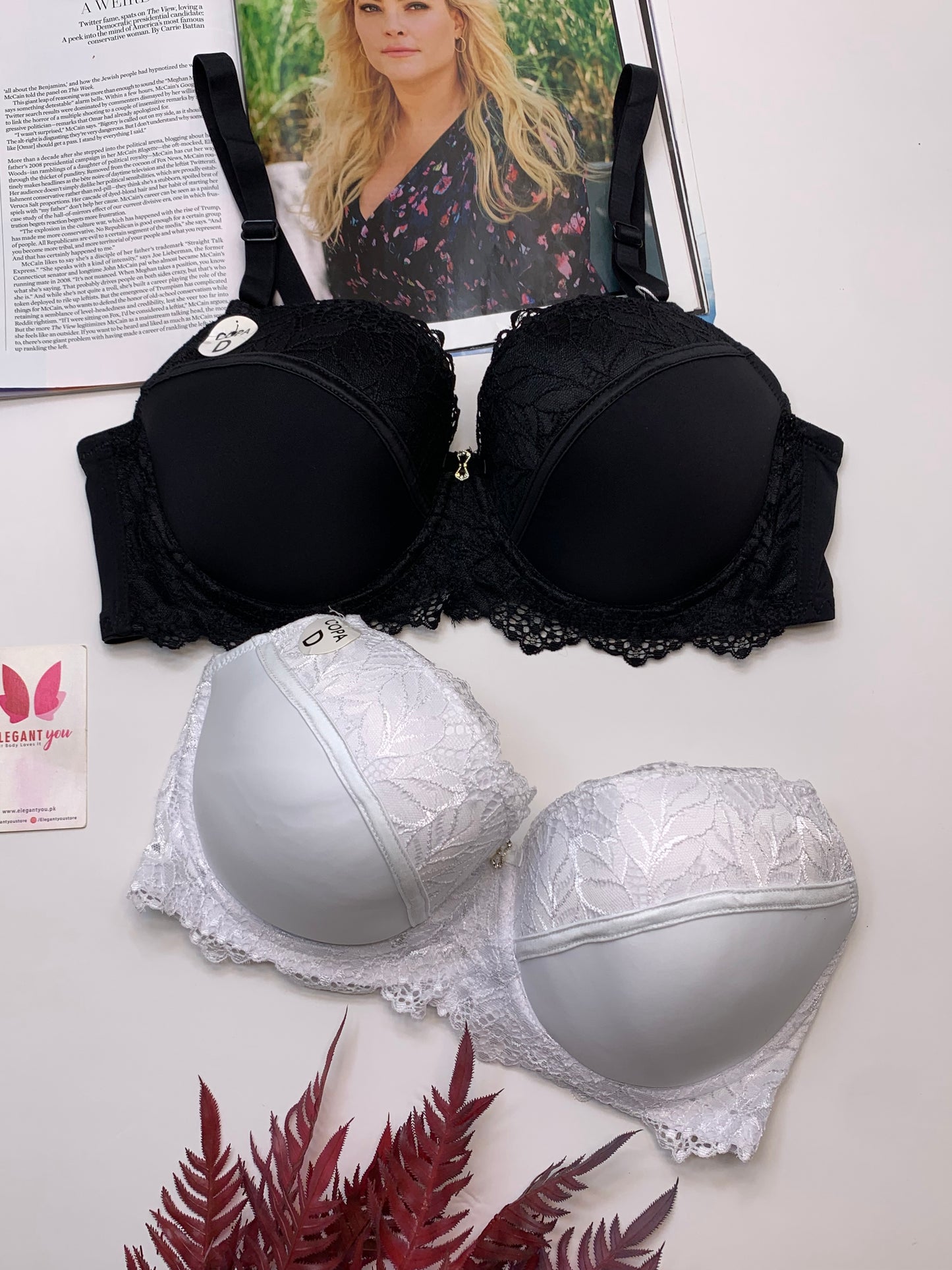 D Cup Size Light Padded Under Wire Half cup lace bra