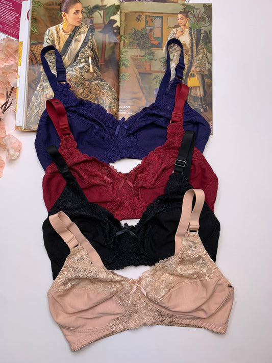 Soft Cotton Half Cup Lace Daily Wear Bra