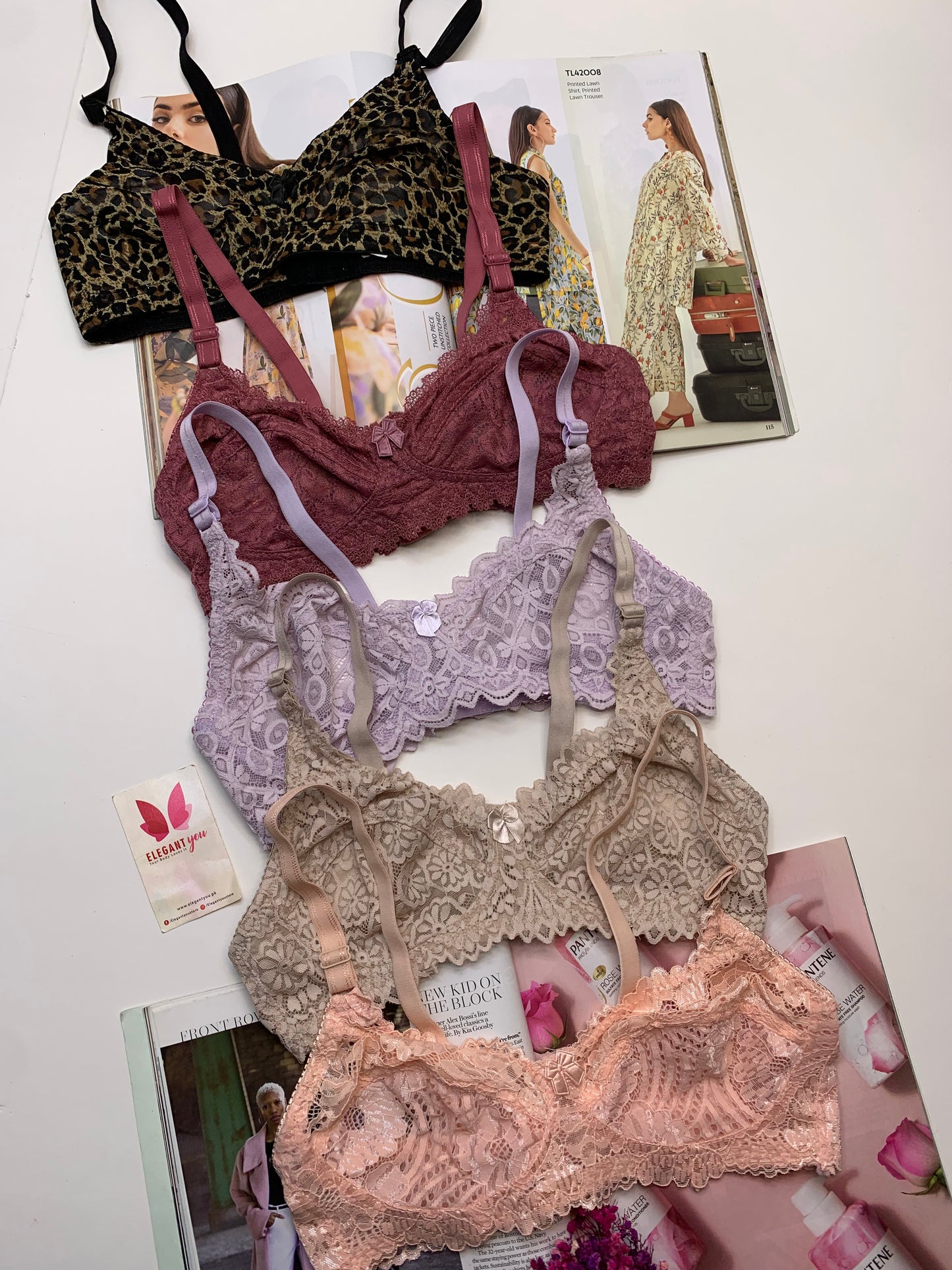 (32-42)b Elegant Lacy Cotten Net Bras Bundle Offer