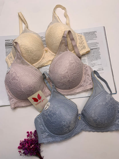 Elegant Single Padded Push-up Lace Bridal Bra