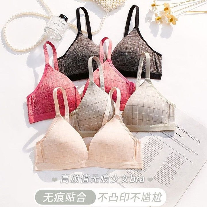 Check Design Daily-Wear Thin Pad T Shirt Bra