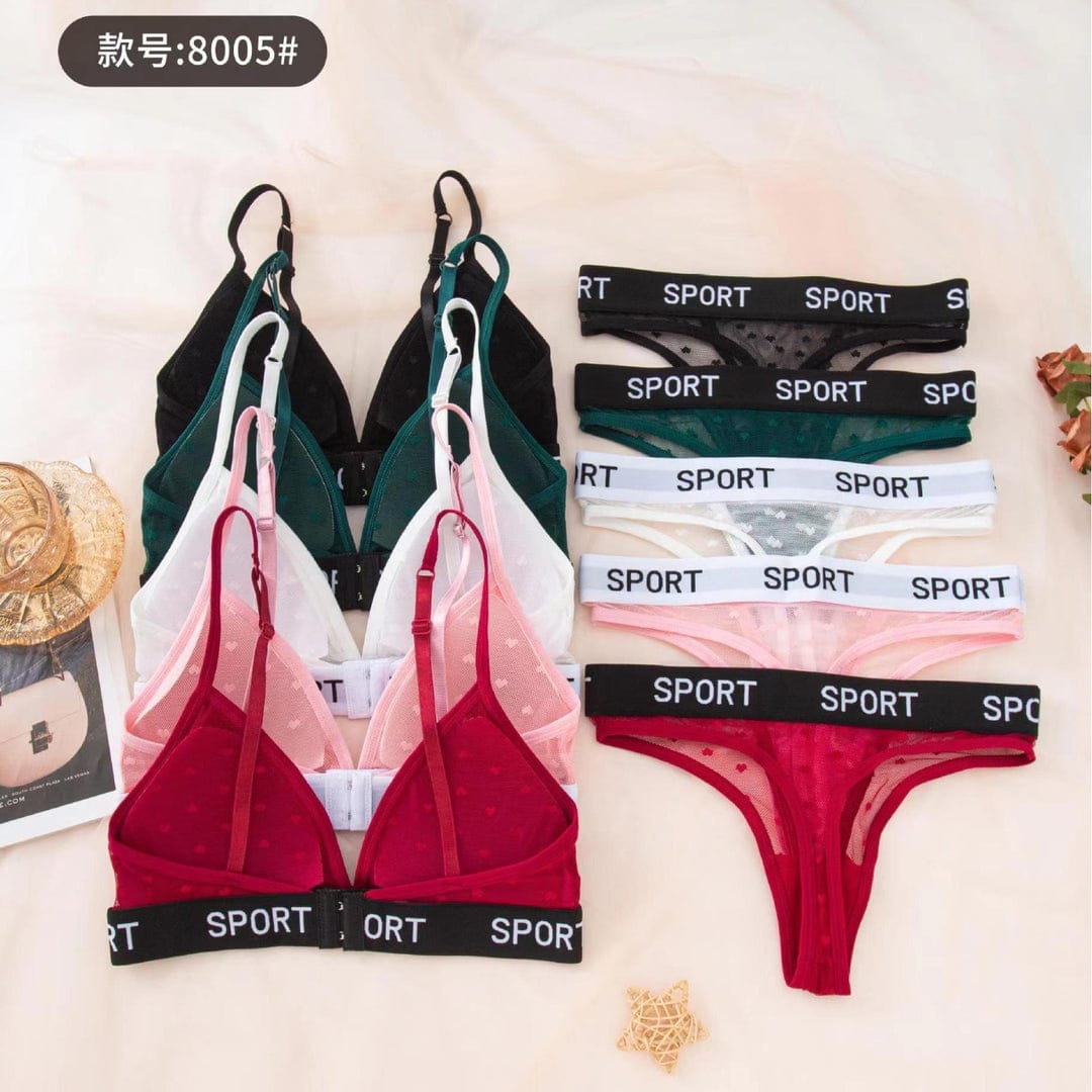 Sporty Triangle Cups Bra and Thong Panty Set