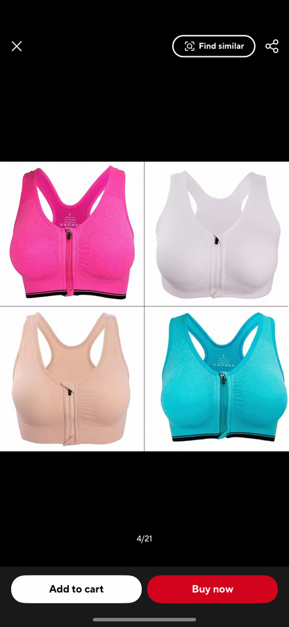 Front Zipper Sports Bra For Gym and Yoga
