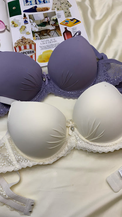 Elegant Lace Straps Padded Pushup Wire Bra