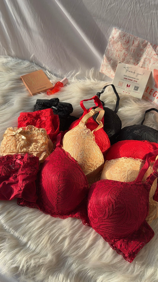 (32-38)b  Elegant Padded Pushup Bra Panty set ^