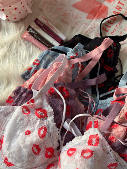 Criss Cross Style Lacy KISS Bra Panty Set DXB1403(R5)