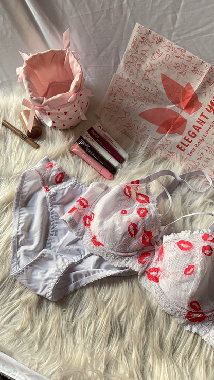 Criss Cross Style Lacy KISS Bra Panty Set DXB1403(R5)