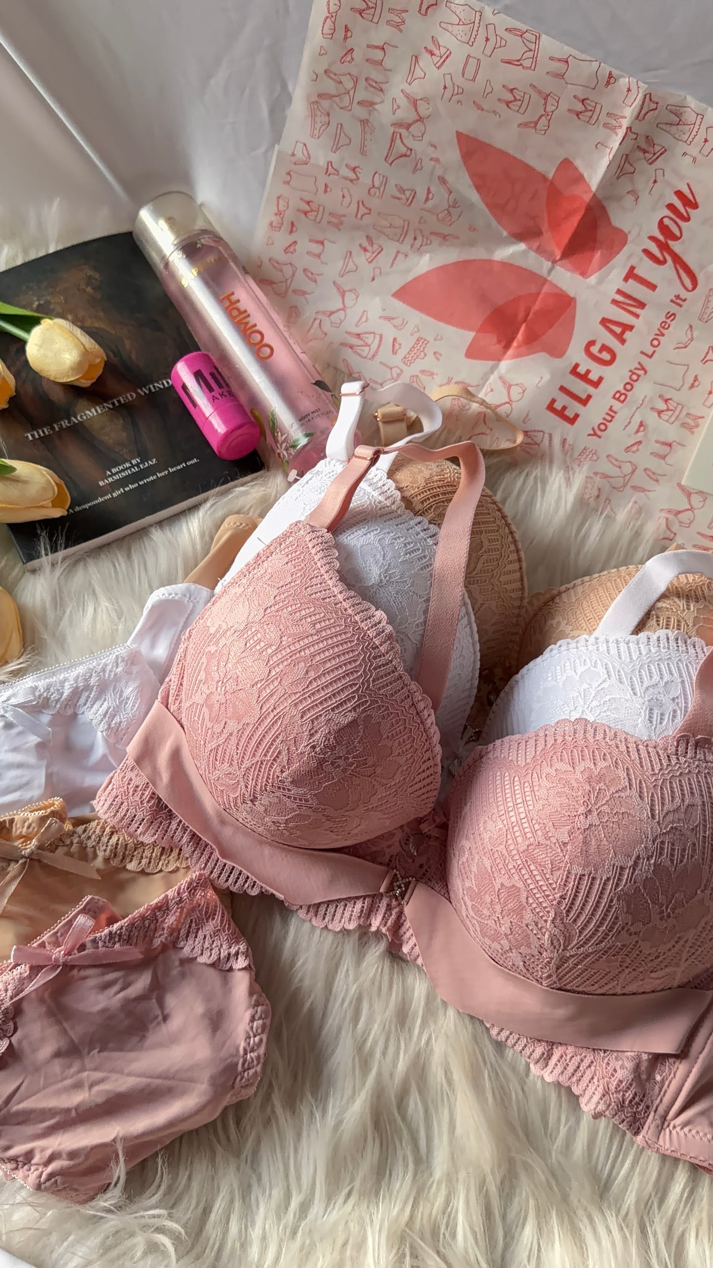 (34-40)C BRIDAL Lacy Double Padded Bra & Panty Set