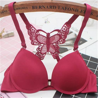 Elegant Butterfly Back Lace Front Open Bra