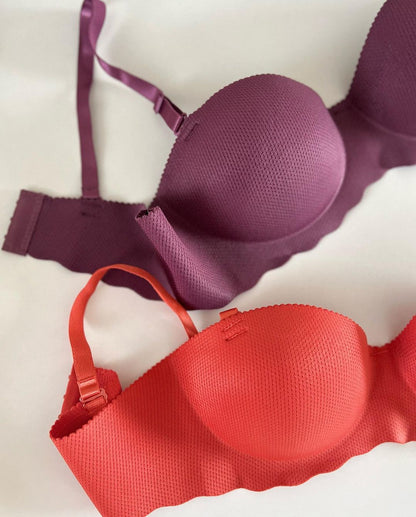 Seamless Breathable Padded Push-up Non Wire Half Cup Bra