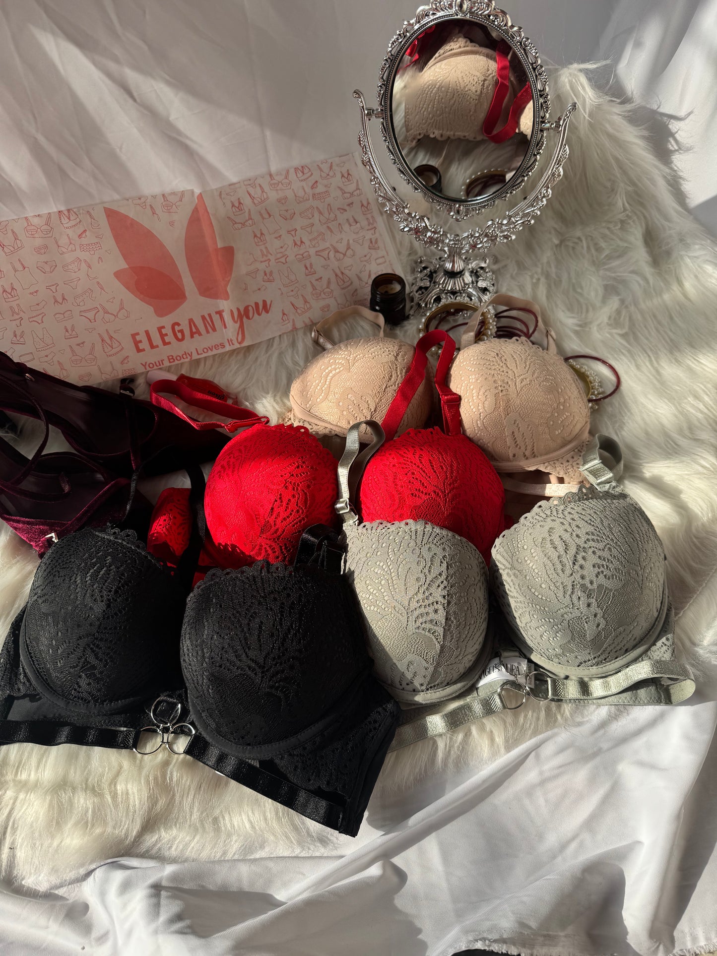 (34-40)C Cup Elegant Lacy Double Padded Bra & Panty Set*