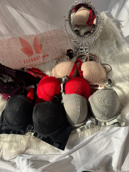 (34-40)C Cup Elegant Lacy Double Padded Bra & Panty Set*