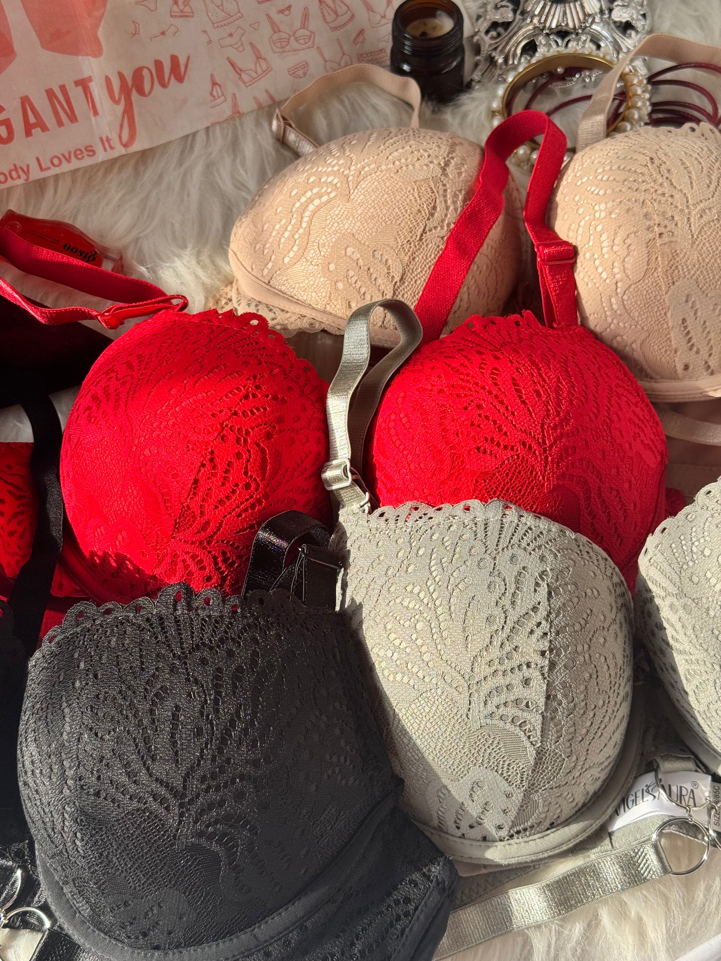 (34-40)C Cup Elegant Lacy Double Padded Bra & Panty Set*