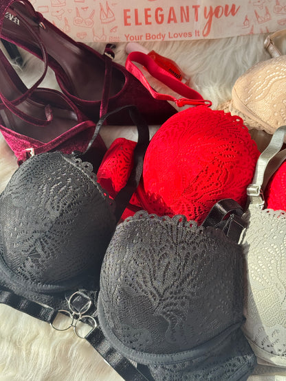 (34-40)C Cup Elegant Lacy Double Padded Bra & Panty Set*