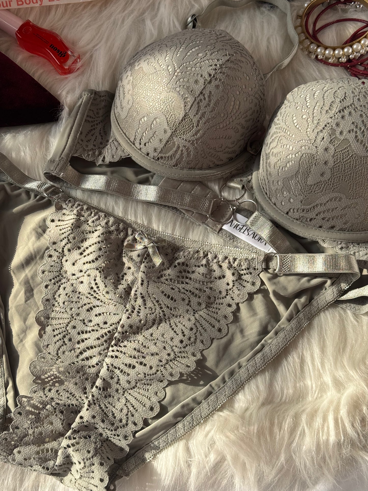 (34-40)C Cup Elegant Lacy Double Padded Bra & Panty Set*
