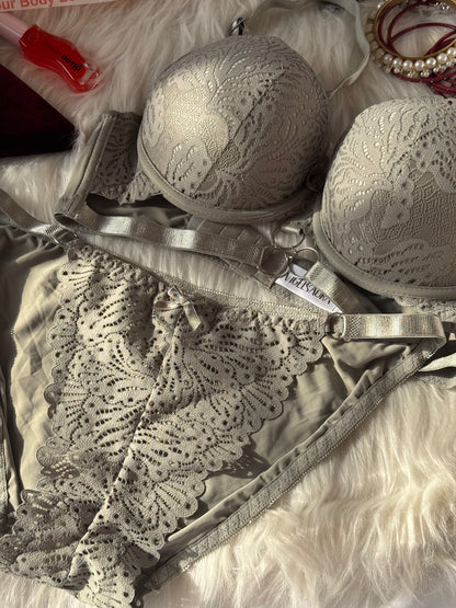 (34-40)C Cup Elegant Lacy Double Padded Bra & Panty Set*