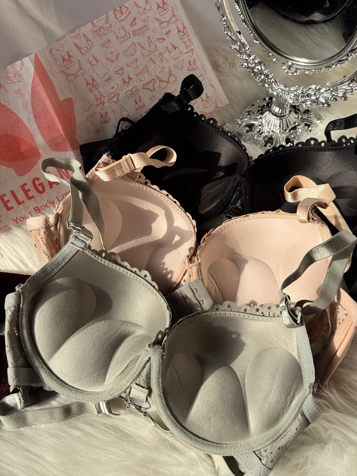 (34-40)C Cup Elegant Lacy Double Padded Bra & Panty Set*