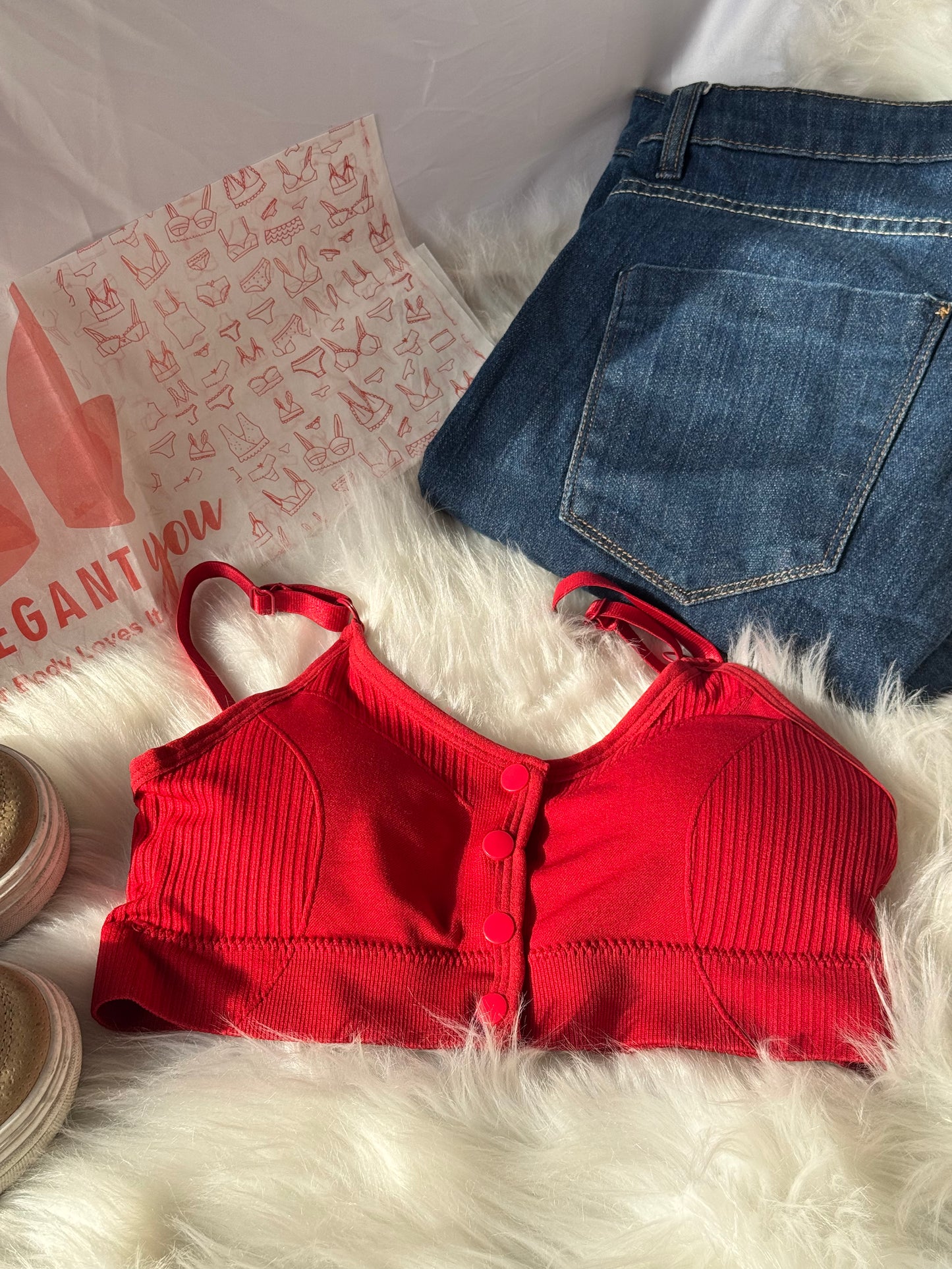 (28-36)Front Button Style Comfy Bra (040)*