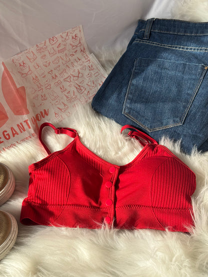 (28-36)Front Button Style Comfy Bra (040)*