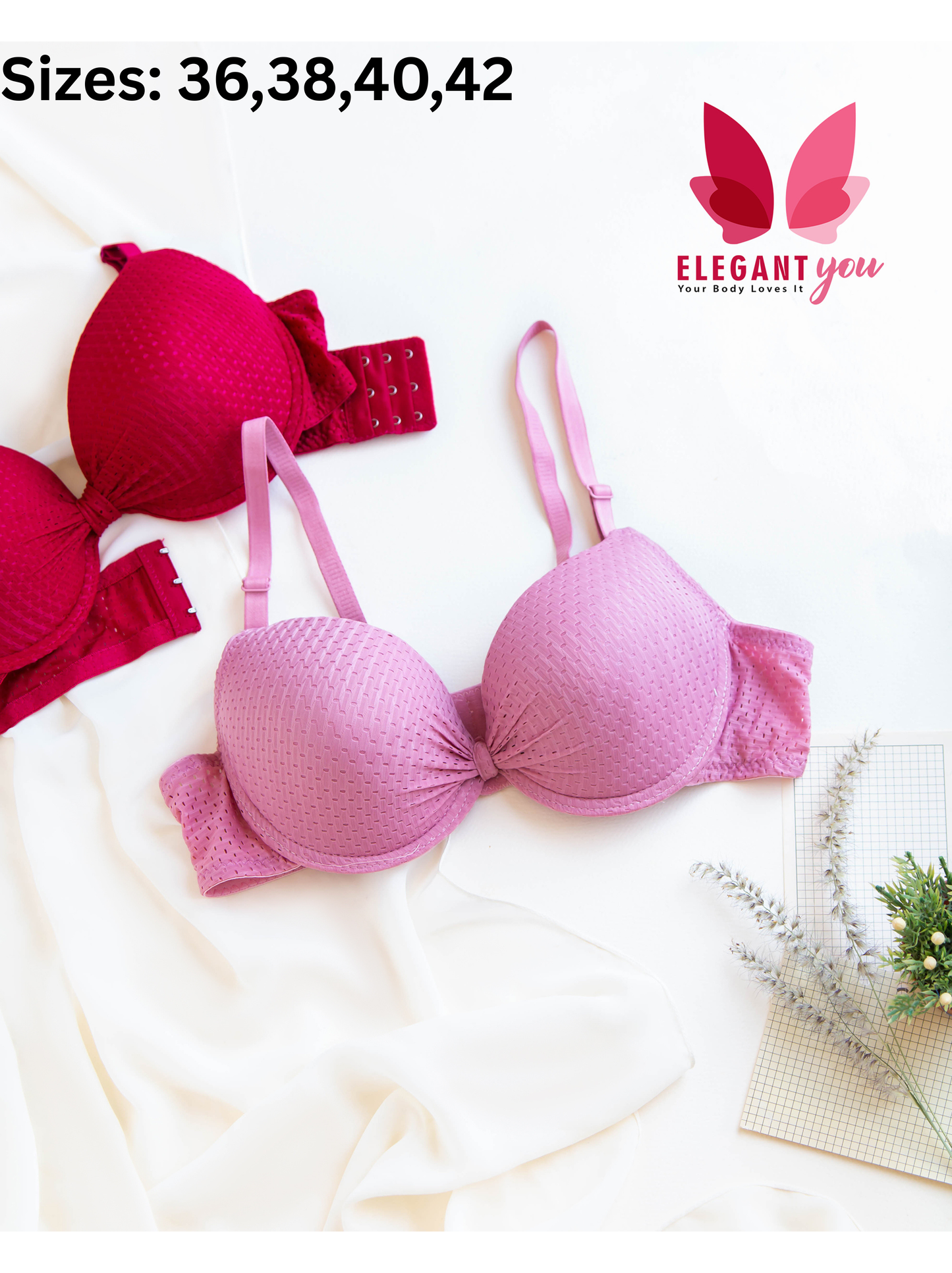 Knot Style Self Print Padded Push-up Bra (163)