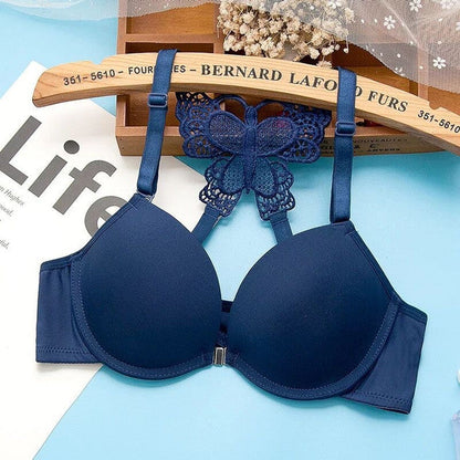 Elegant Butterfly Back Lace Front Open Bra