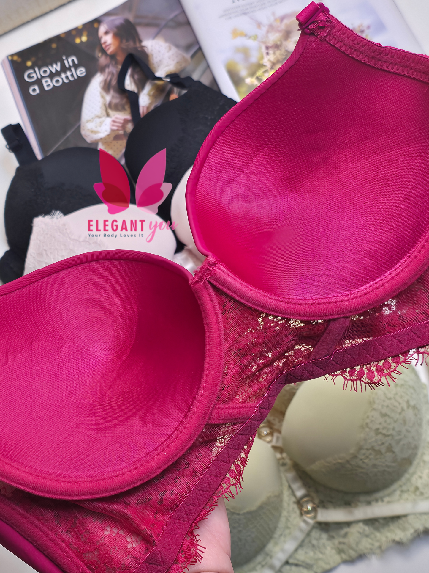 (34-40)B Padded Push-up Wire Bra & Thong Underwear (Light Green)074