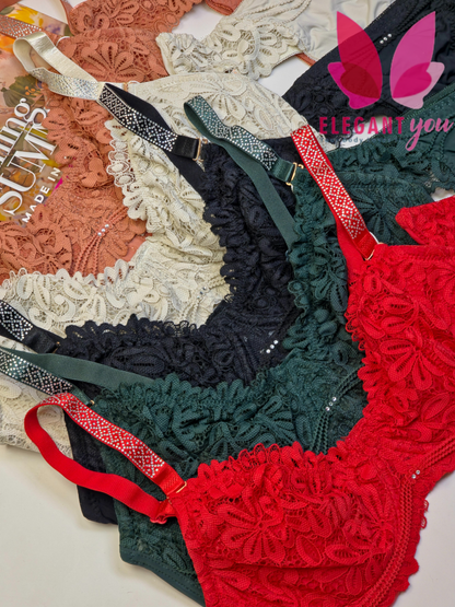 (36-42)C Elegant Stone Straps With Thong Style Underwire Bikini Sets(130)*