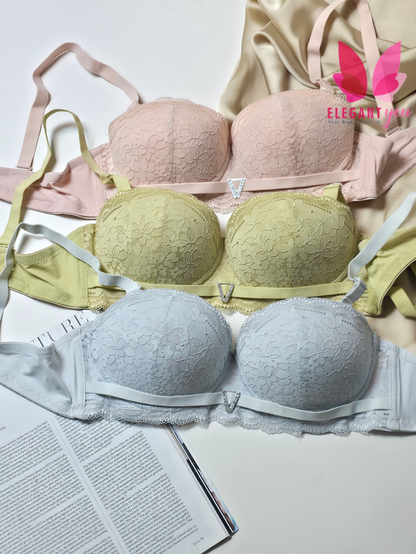 (36-42)size Half Cup Shape Padded Push up Wired Flower Pattern Bra