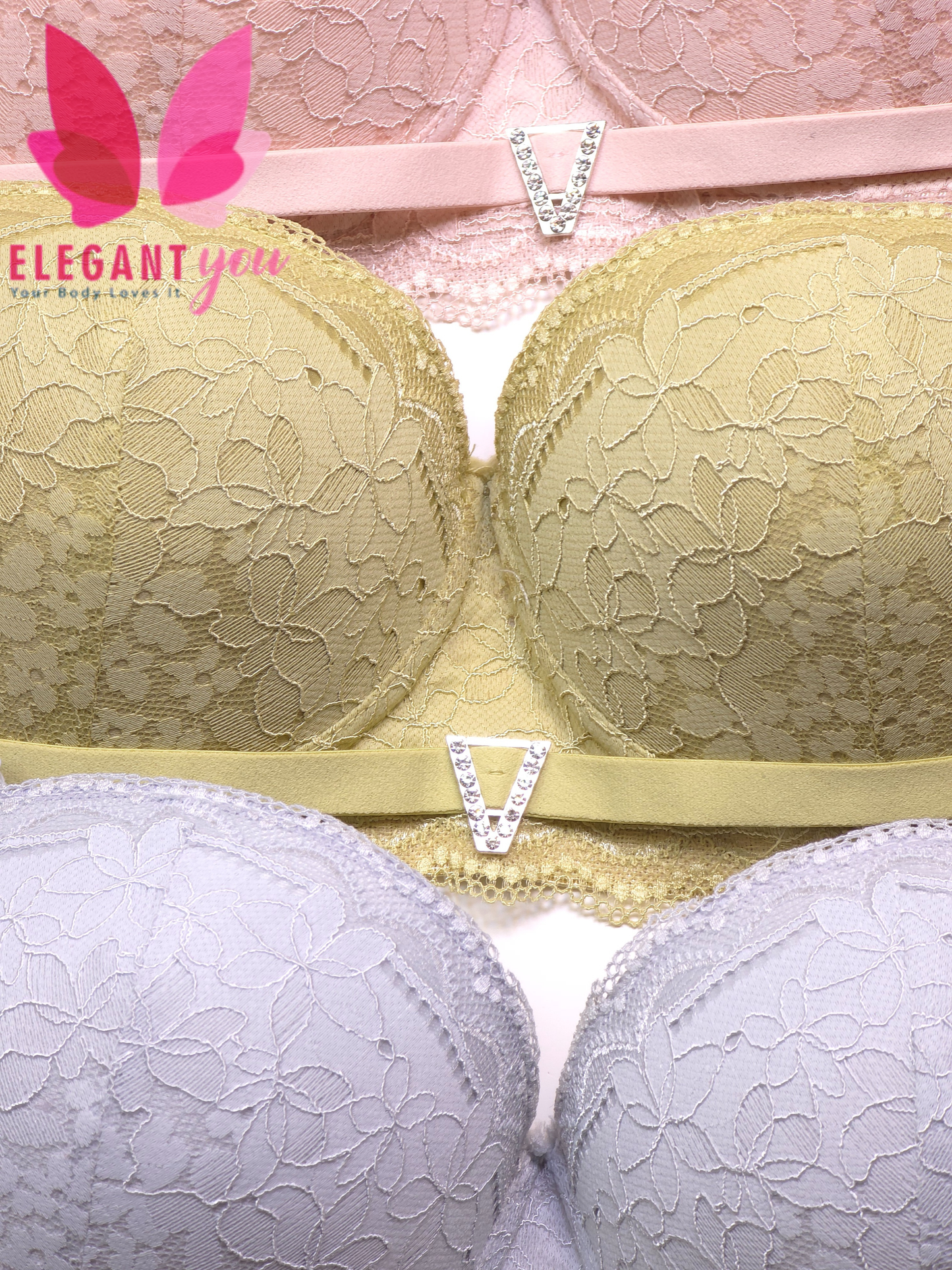 (36-42)size Half Cup Shape Padded Push up Wired Flower Pattern Bra