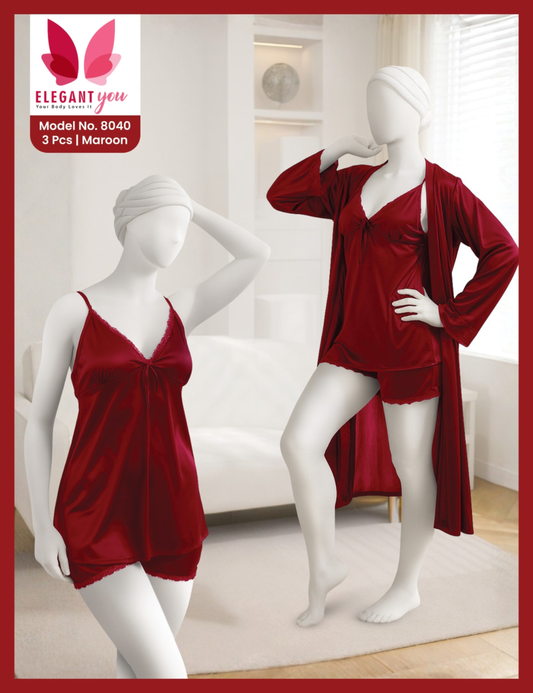 3 Piece Silk Nighty (8040)