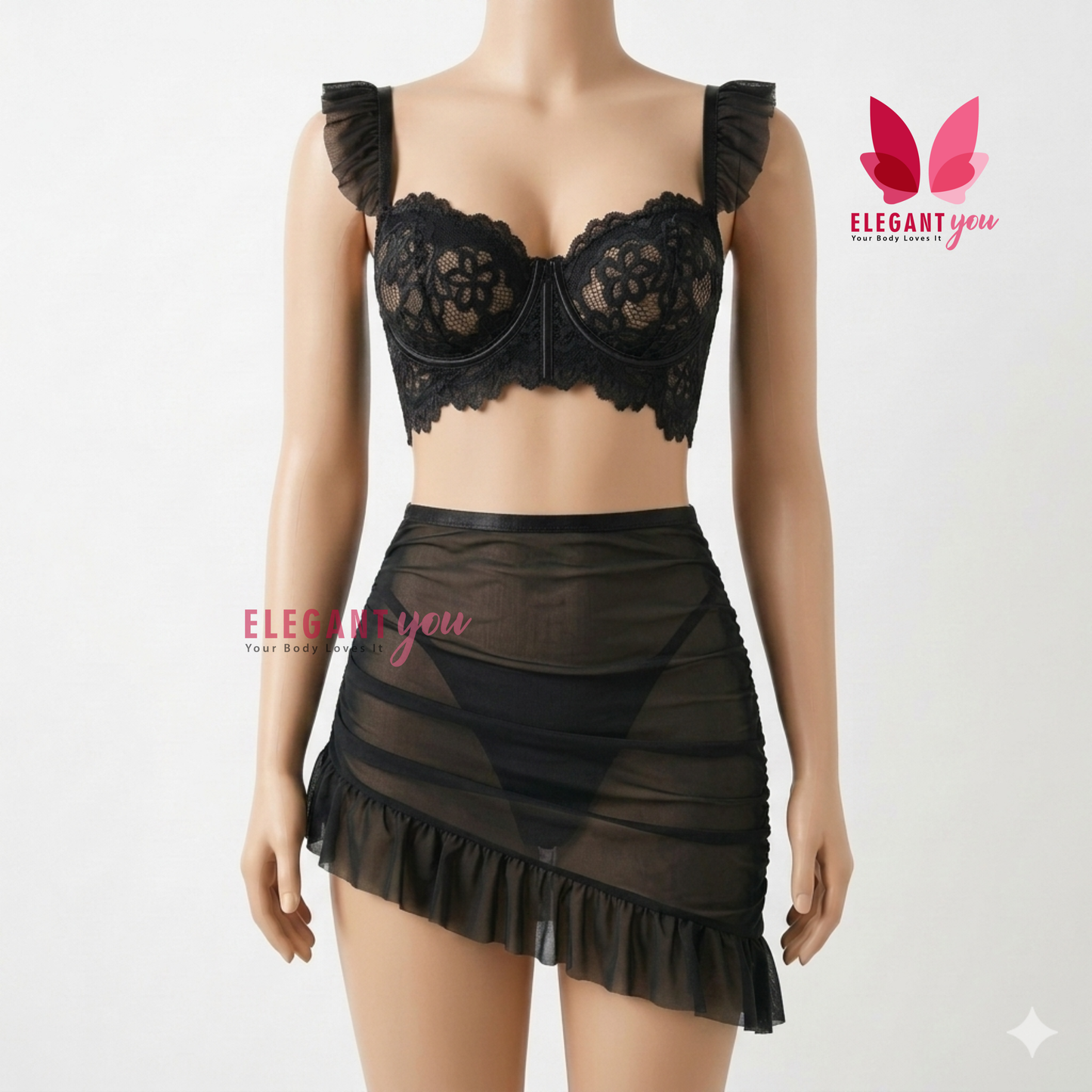 (34-38)Exquisite Lace Halter See Through (W)(4118)