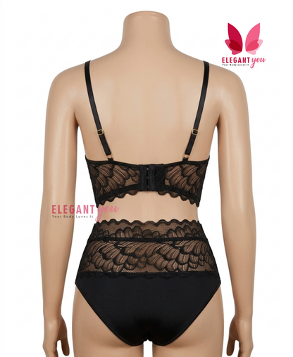 (32-42)Hot see through Lace Bra And Brief Set With Garter (W602)