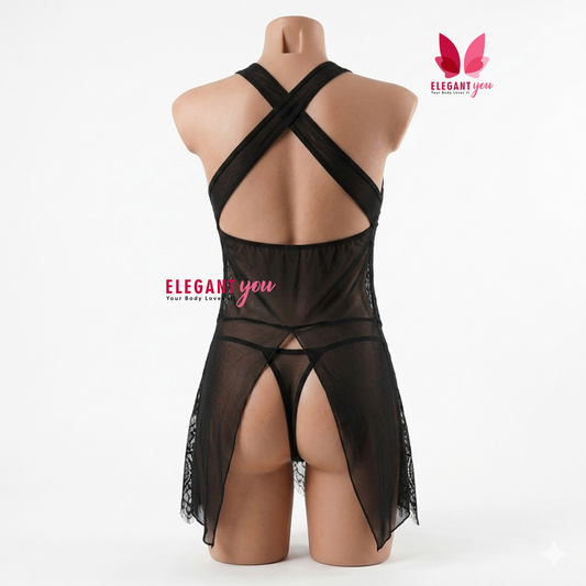 Lacy Hollow Neck Baby Doll Nighty (8131)