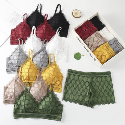 Modish Leaf Design Bra & Boxer Pair