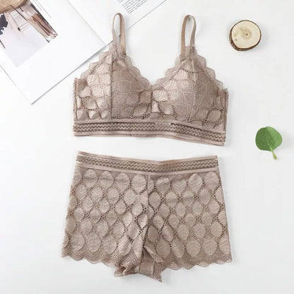 Modish Leaf Design Bra & Boxer Pair