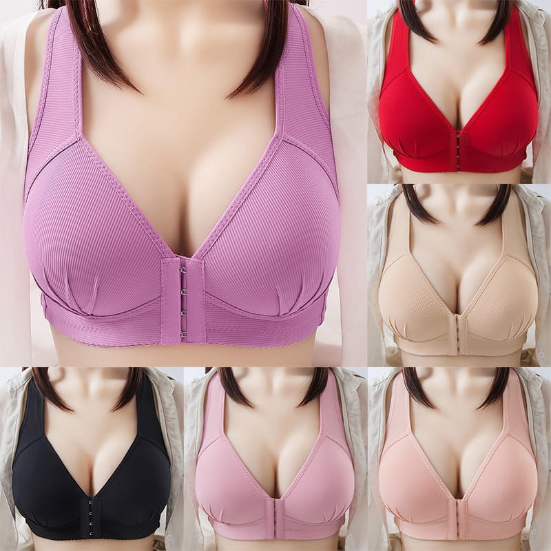 Wide Straps Front Hooks Light Padded Bra