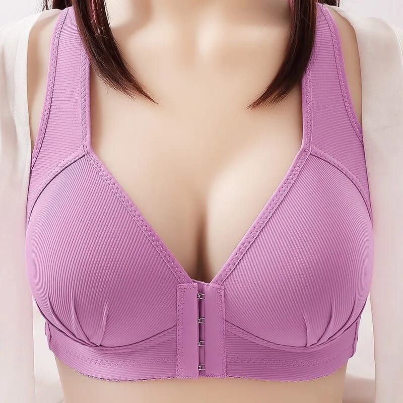 Wide Straps Front Hooks Light Padded Bra