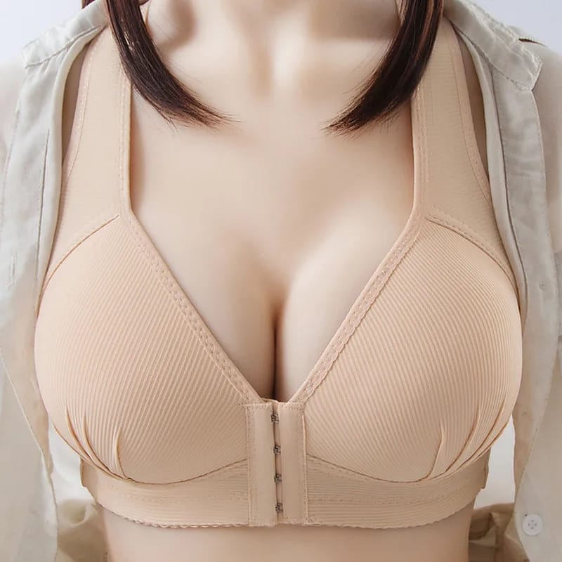 Wide Straps Front Hooks Light Padded Bra