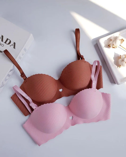 (30-36)Seamless Padded Push-up Heart Design Non Wire Half Cup Bra (045)*