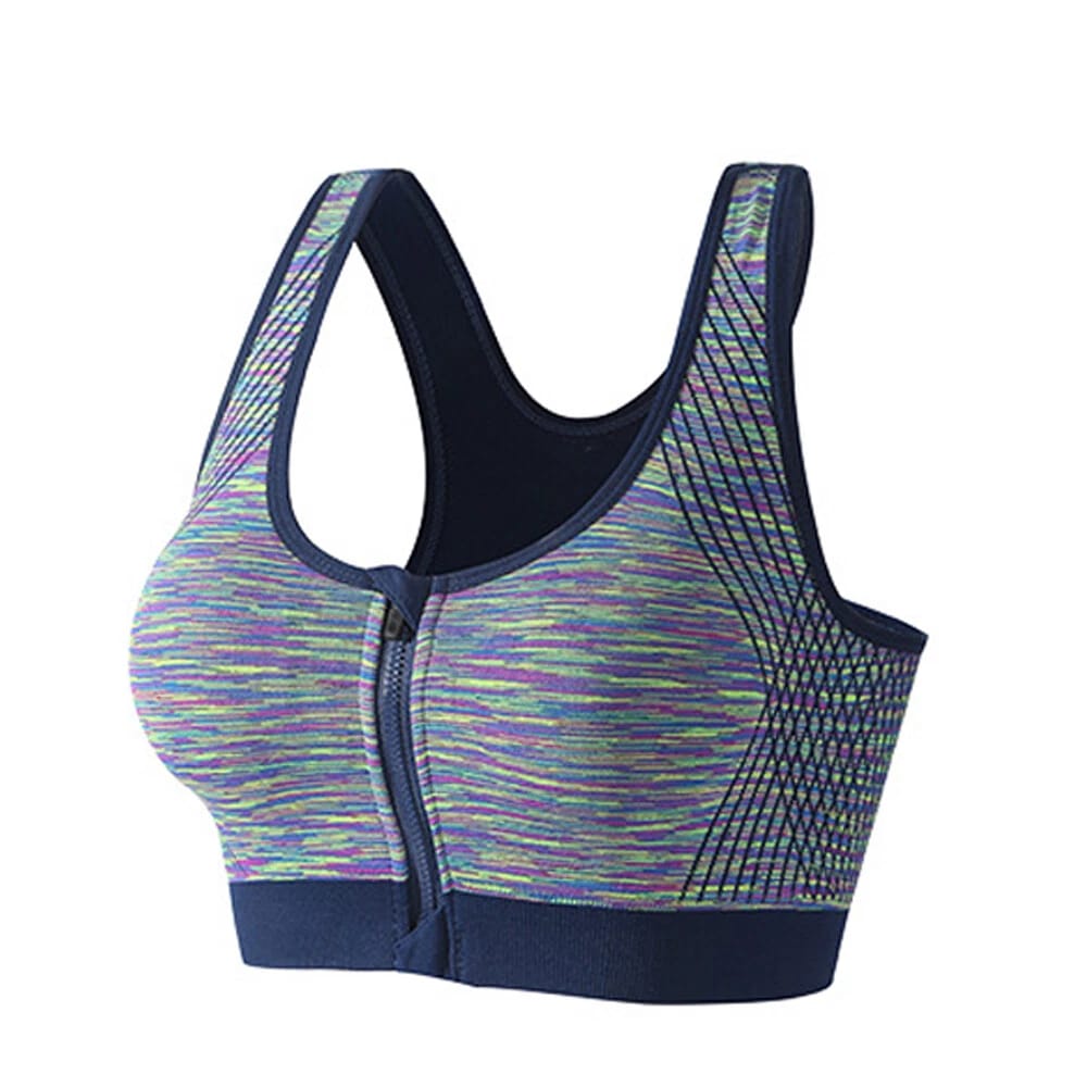 Wide Straps Front Zipper Sports Bra (058)