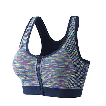 Wide Straps Front Zipper Sports Bra (058)