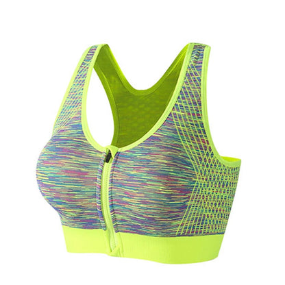 Wide Straps Front Zipper Sports Bra (058)