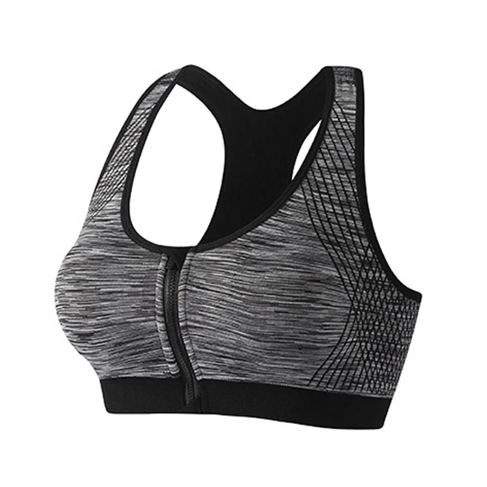 Wide Straps Front Zipper Sports Bra (058)