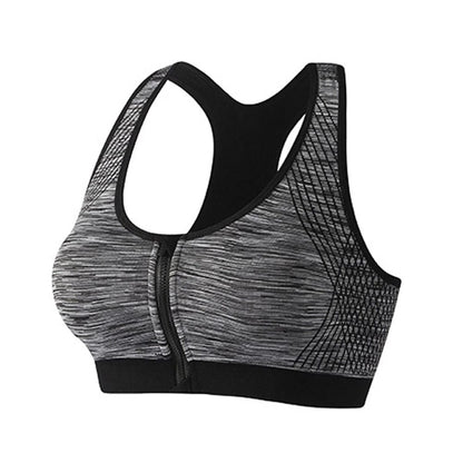 Wide Straps Front Zipper Sports Bra (058)