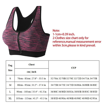 Wide Straps Front Zipper Sports Bra (058)