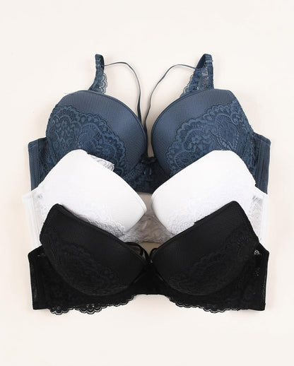 (34-38)b Criss Cross Strip Double Padded Pushup Lacy Bra(141)